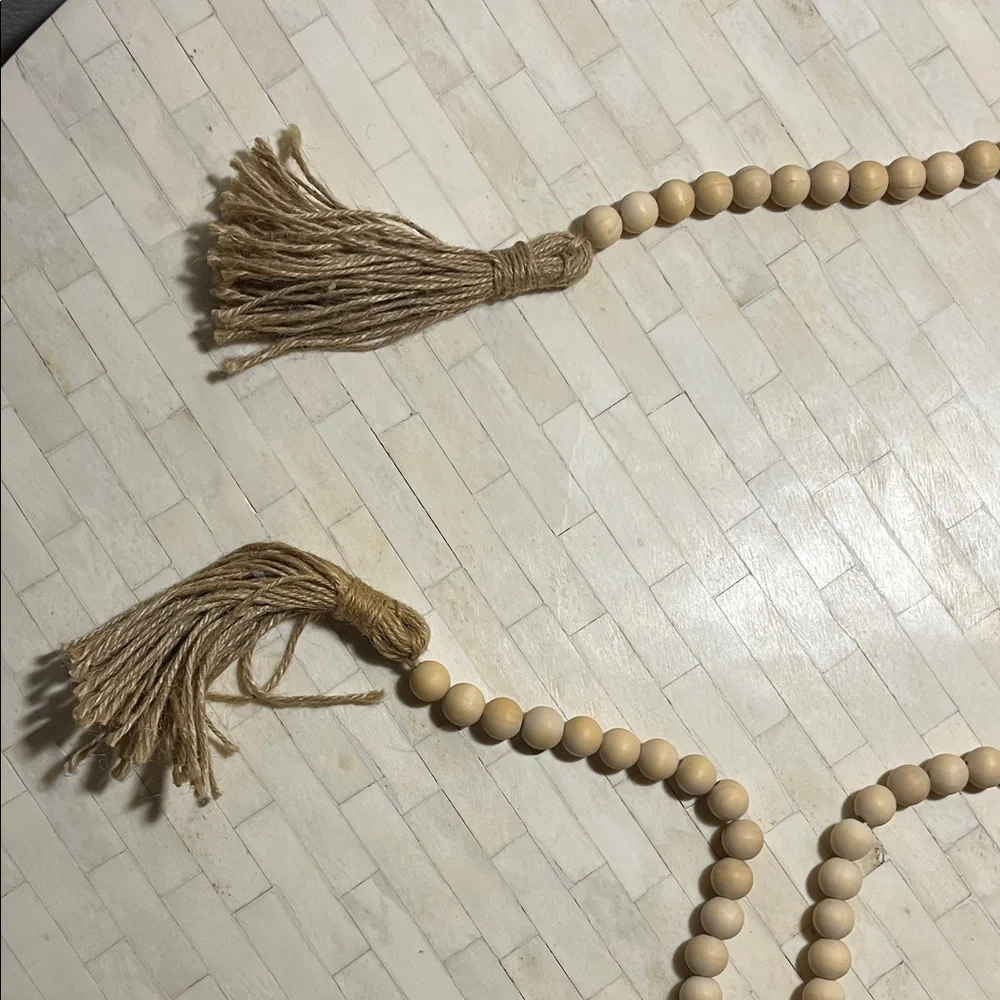 Natural Wooden Bead Decor, 50 inches Long